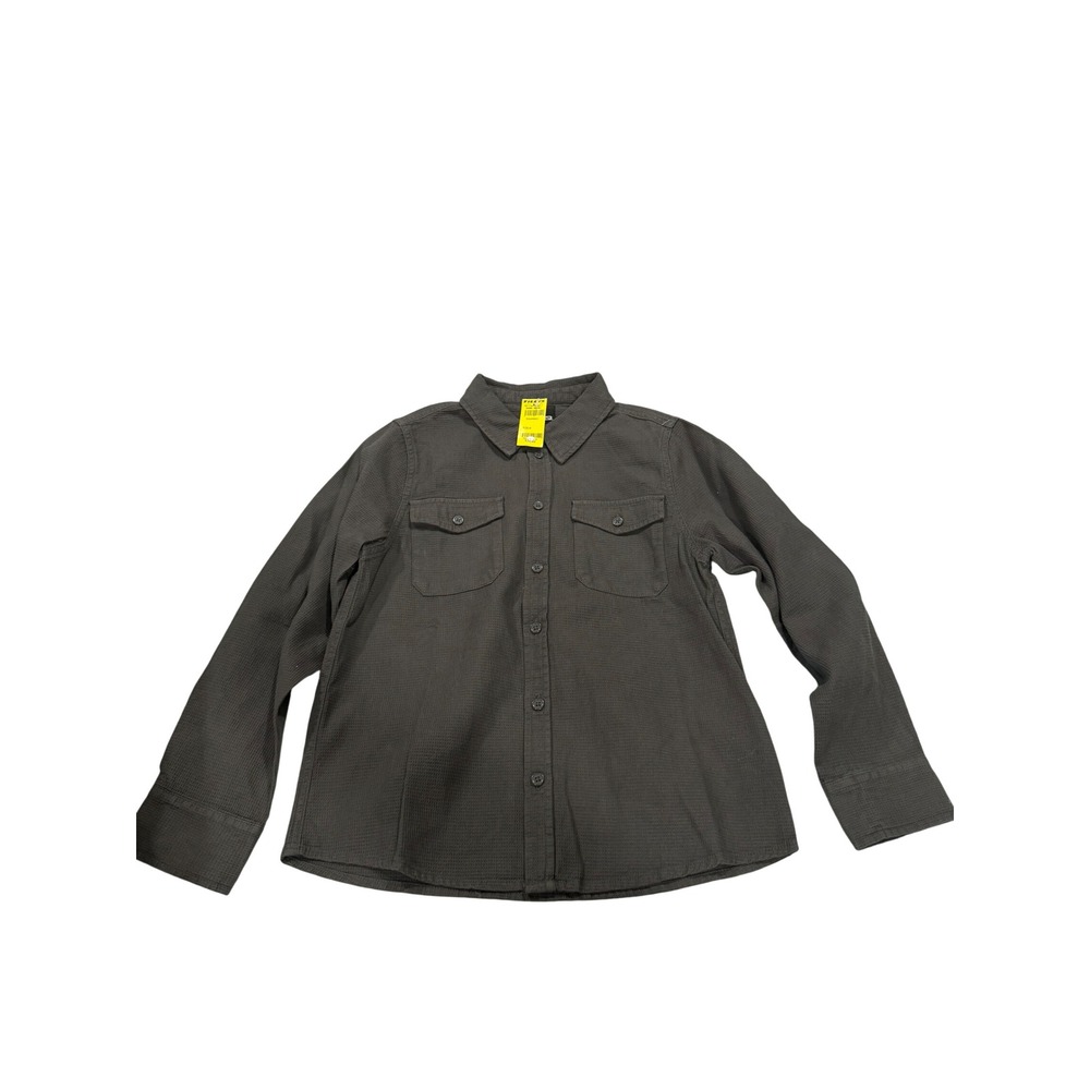 RSQ Boys Dark Olive Waffle Knit Button Down Shirt Long Sleeve Size Medium NEW